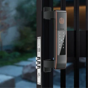 LEROND adjustable smart garden gate lock for straight or curved arms with robust weatherproofing.
