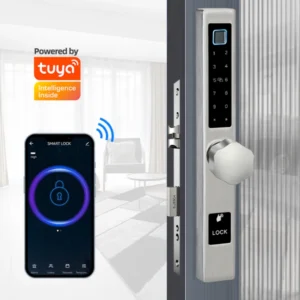 LEROND stainless steel smart lock designed for slim profile doors like aluminum and PVC.