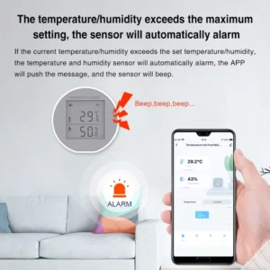 LEROND digital temperature and humidity sensor with display for monitoring indoor climate conditions.