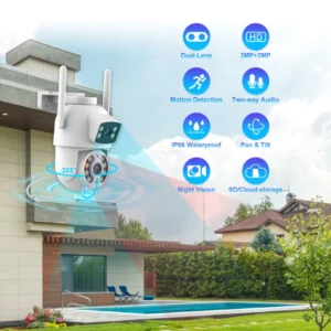 LEROND waterproof dual-head security camera providing comprehensive coverage for outdoor areas.