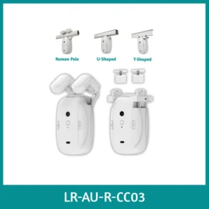 LEROND smart battery-powered curtain robot automating U-shaped and T-shaped curtain rods effortlessly.