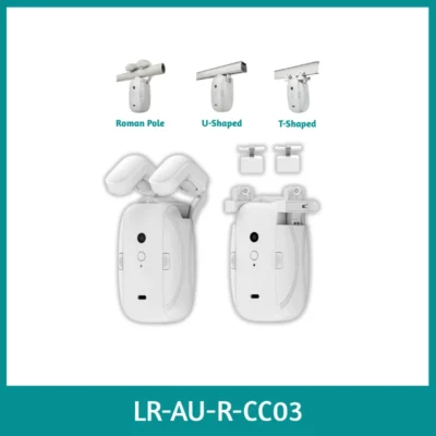 LEROND smart battery-powered curtain robot automating U-shaped and T-shaped curtain rods effortlessly.