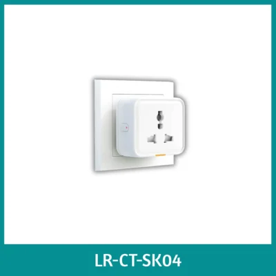 LR-CT-SK04 Universal Power Socket Outlet (UK/EU/US) Universal power socket outlet supporting two-pin and three-pin plugs with interchangeable UK, EU and US adapter modules — compact design with surge protection and smart power monitoring option.