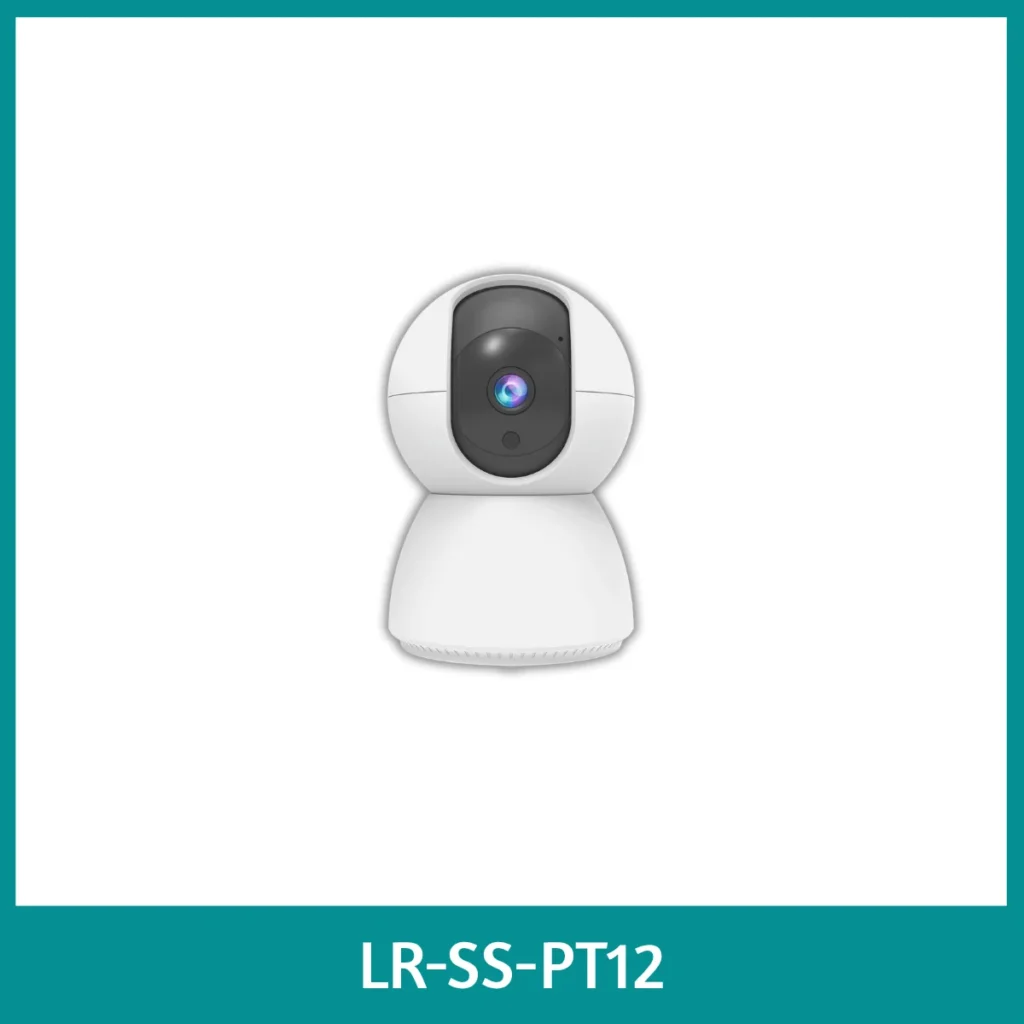 Compact indoor PTZ camera with pan-tilt rotation, two-way audio and motion tracking; designed for living rooms, offices or baby monitoring with cloud and SD card storage.