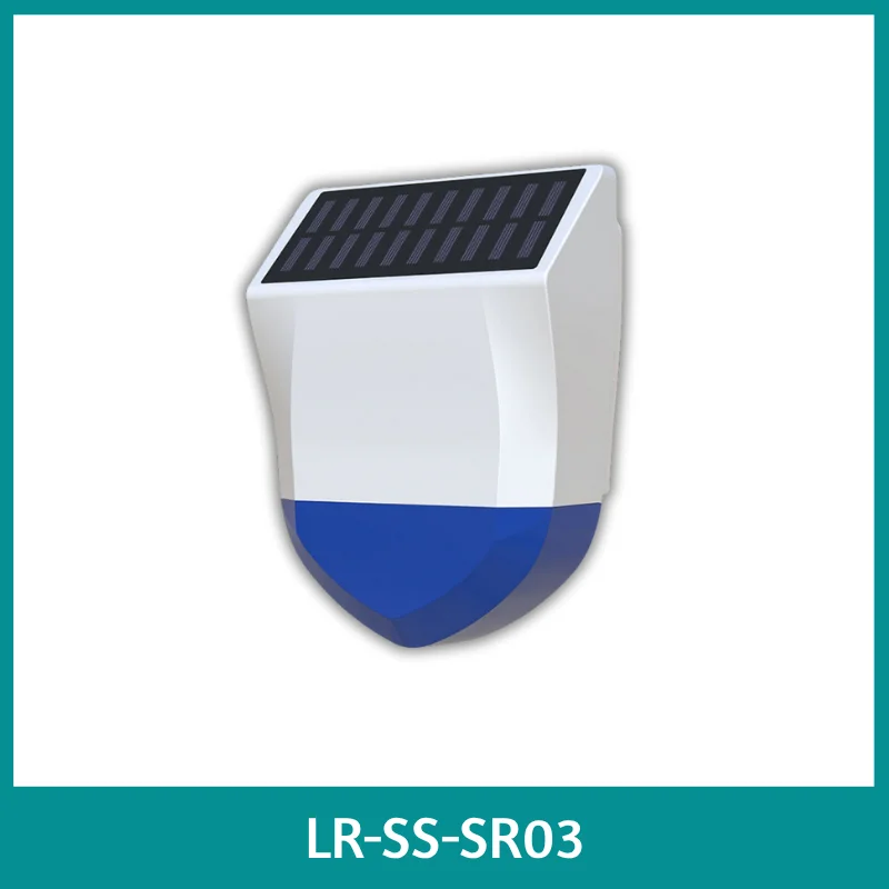LEROND wireless outdoor alarm siren emitting high-decibel sound for security deterrence.