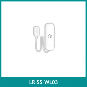 Smart water leak detection sensor with adhesive mount design; provides instant alert on Tuya app when water is detected to prevent flooding or damage.