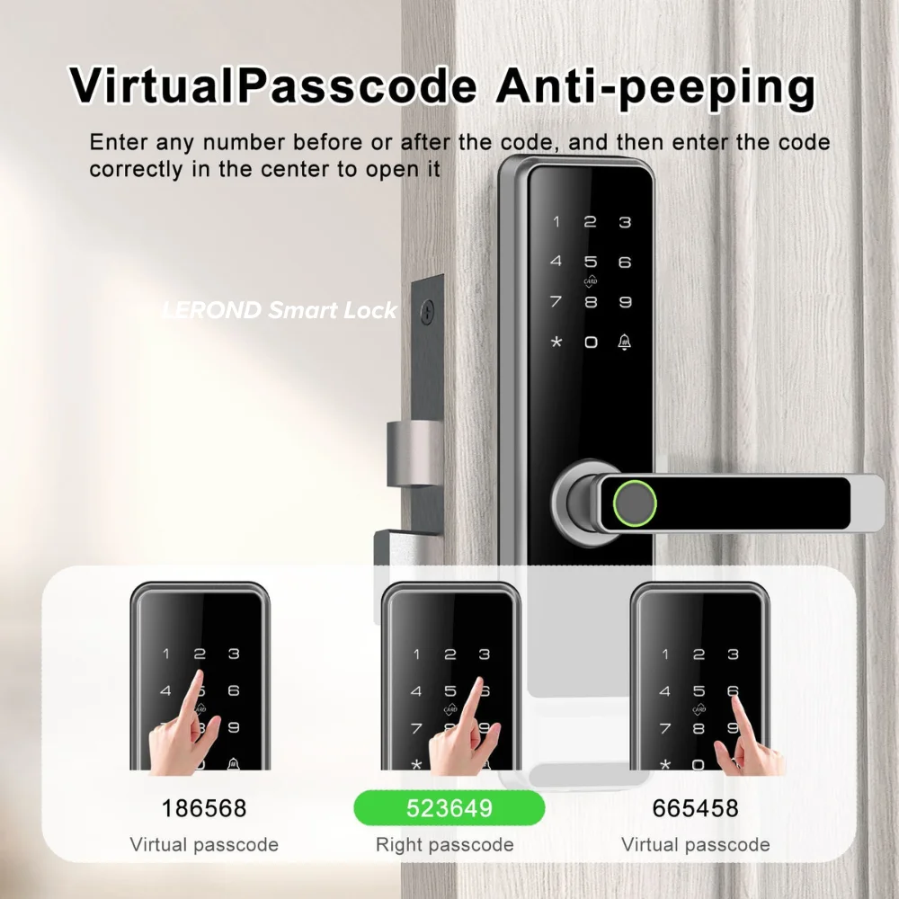 Digital Door Lock with Handle Anti-peeping with Virtual Passcode