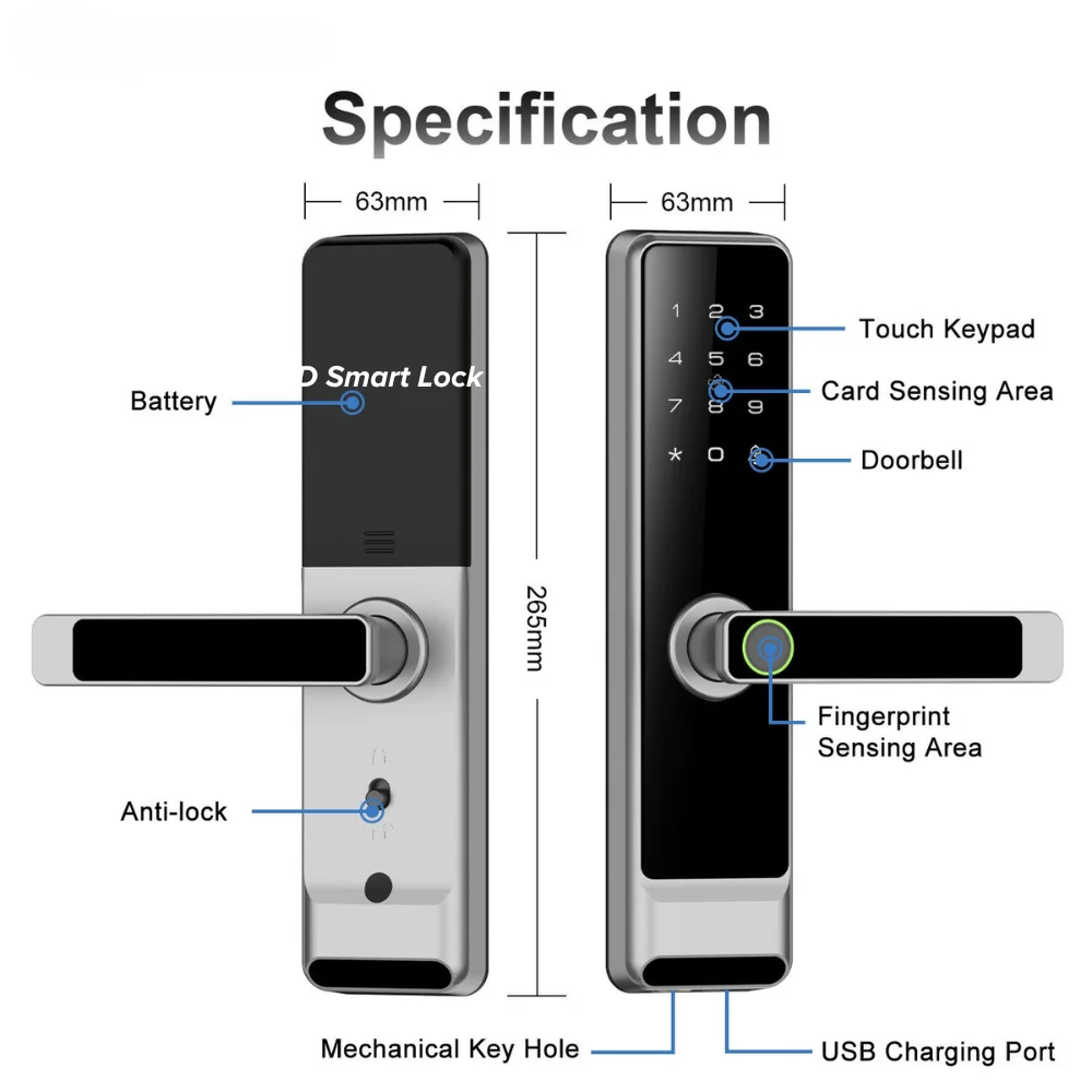 Digital Door Lock with Handle Parameters