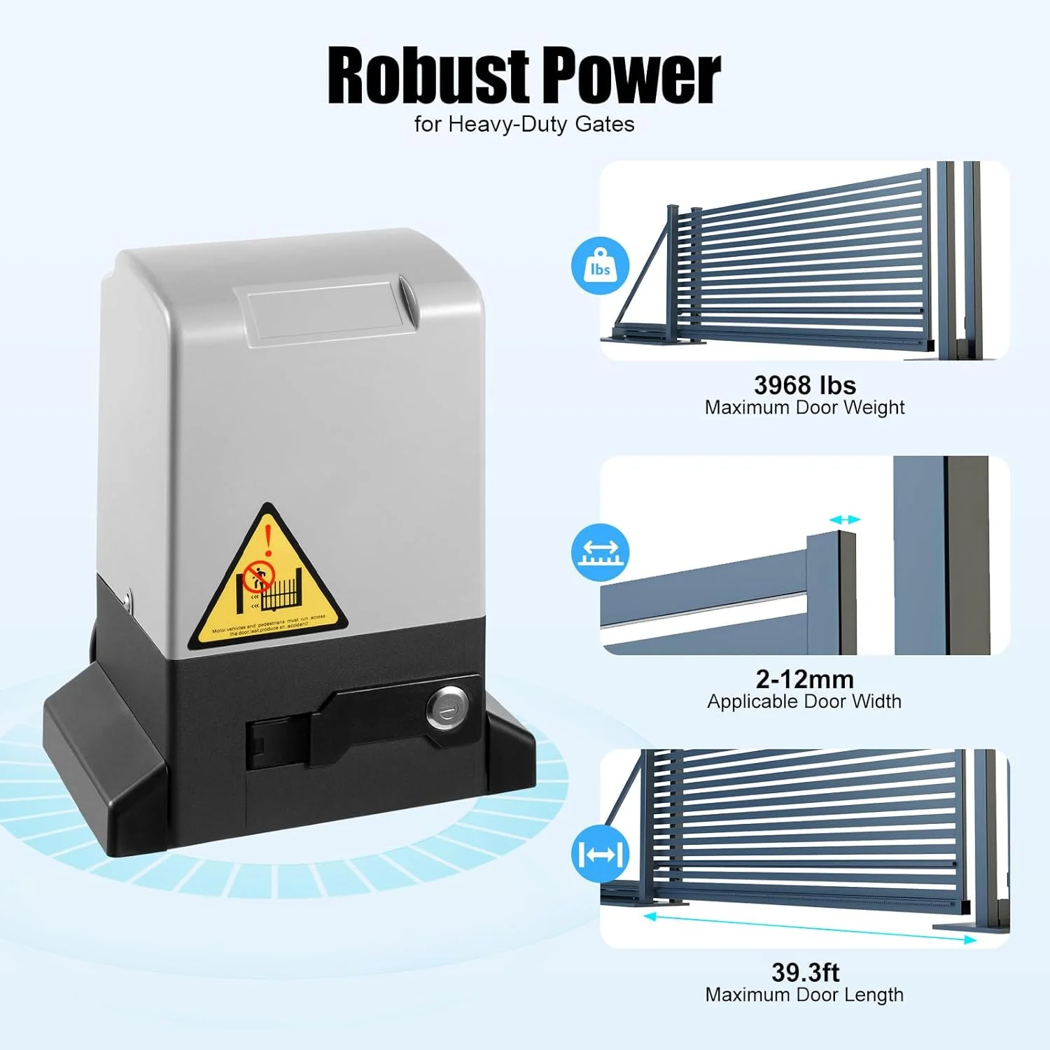 Automatic Sliding Gate Opener Kit with Robust Power, Supporting Maximum 4000lbs door up to 39.3ft