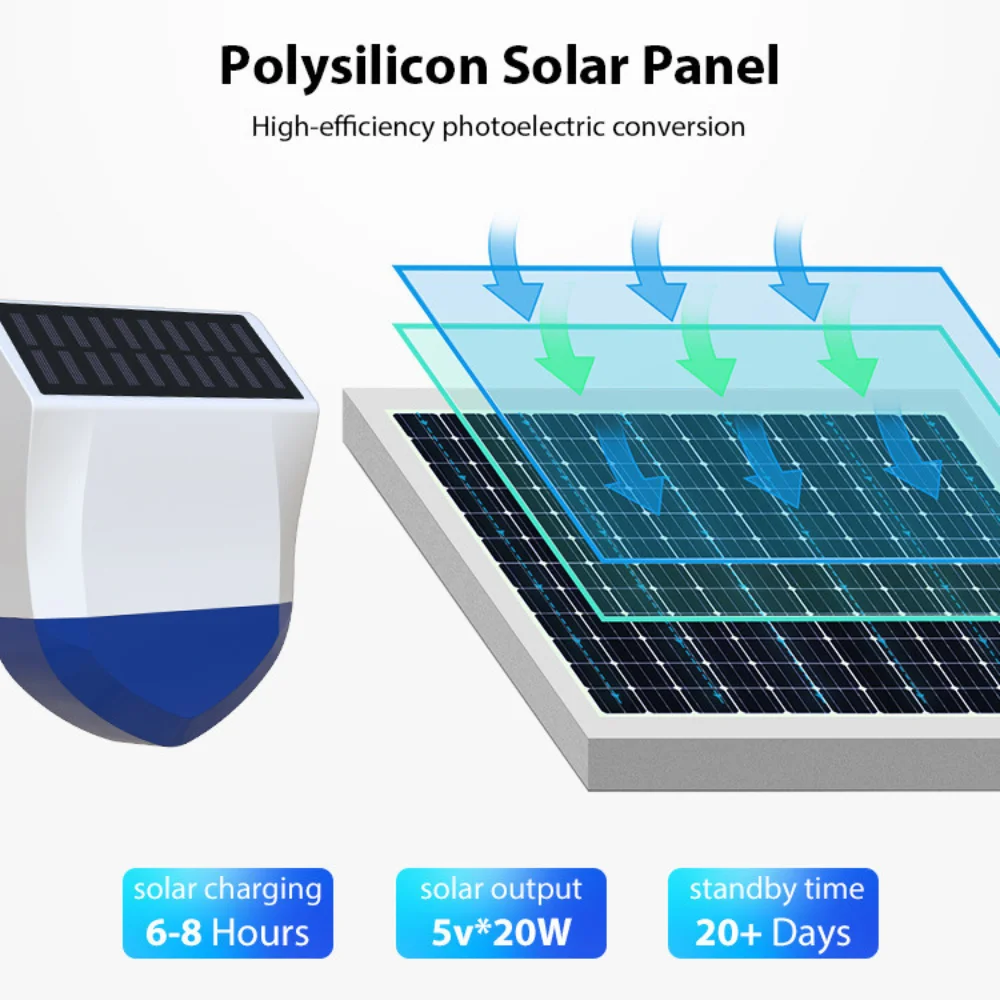 Outdoor Security Alarm Siren for Perimeter Protection with Solar Panel