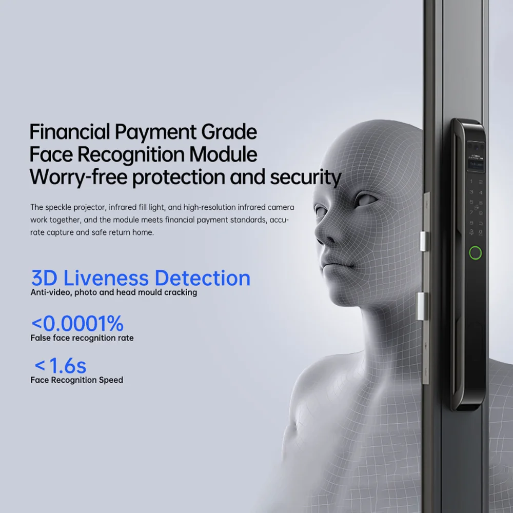 Sliding Patio Door Smart Lock with 3D face Recogntion and Low FRR