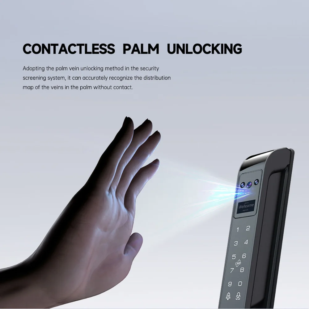 Sliding Patio Door Smart Lock with Contactless Palm Unlocking Method