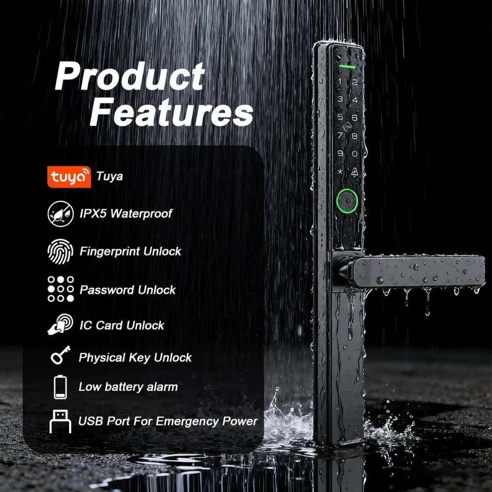 Slim Smart Lock for Aluminum and Narrow Frame Doors Key Features