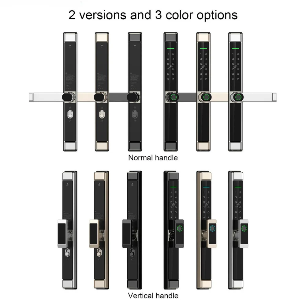 Smart Lock for Sliding Glass Doors for Residential & Commercial Use with 2 Versions of Handles and 3 Color Options