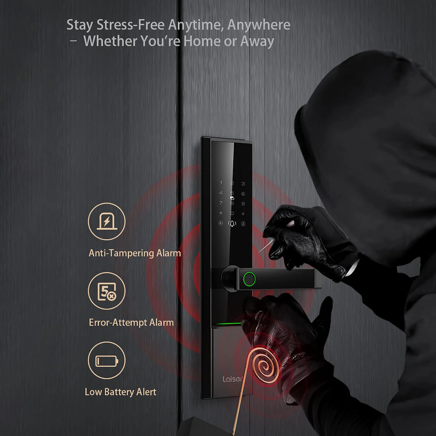 Weatherproof Smart Lock Functions with Anti-Tampering Alarm, Error Attempt Alarm & Low Battery Alert