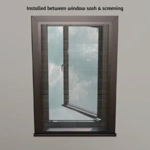 Battery Operated Casement Window Opener Installed inbetween the window sash and screening with extra slim body at 24mm