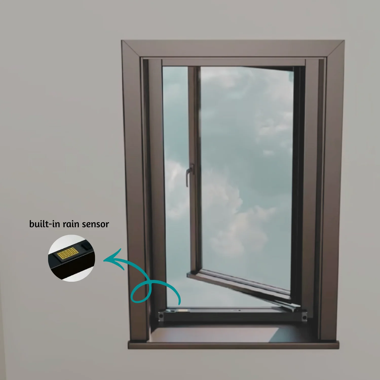 Battery Operated Casement Window Opener with Built-in Raindrop Sensor